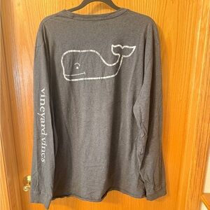 Vineyard Vines Men's Charcoal Classic Whale Long Sleeve Tee